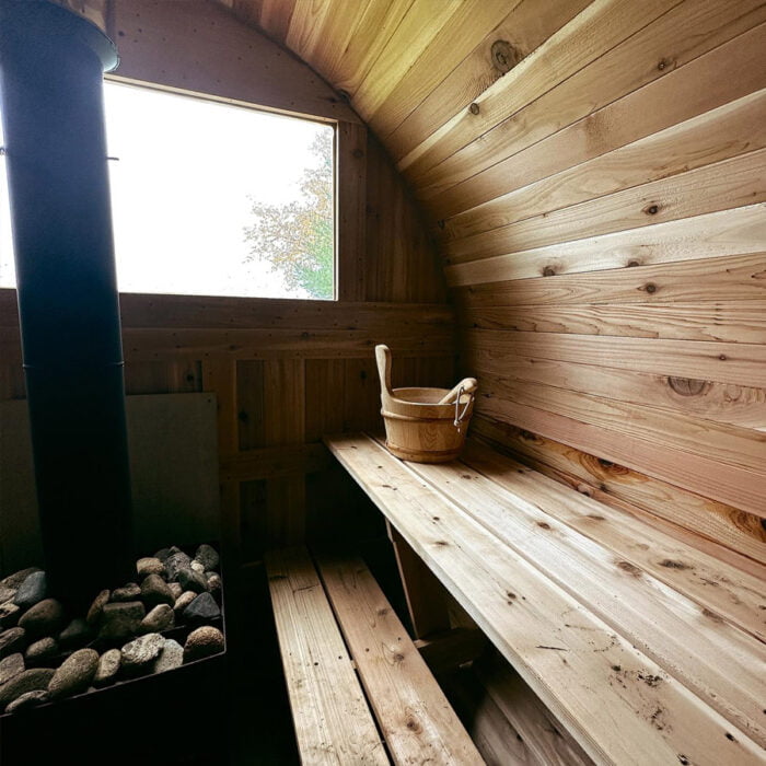 8 Person Barrel Sauna with Changing Room | Wet Sauna | 7' x 12' | Cedar Sense - Image 7