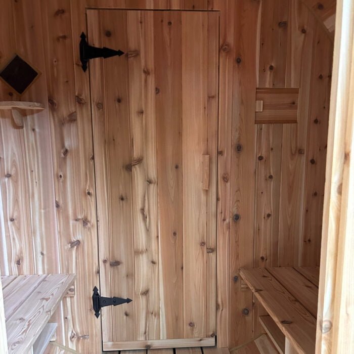 8 Person Barrel Sauna with Changing Room | Wet Sauna | 7' x 12' | Cedar Sense - Image 10