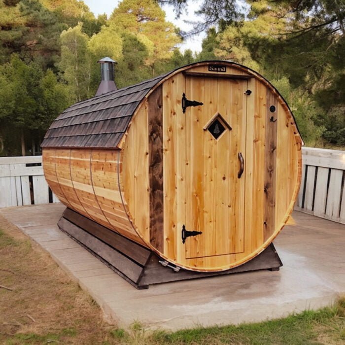 6 Person Barrel Sauna with Changing Room | Steam Sauna | 6' x 12' | Cedar Sense - Image 13