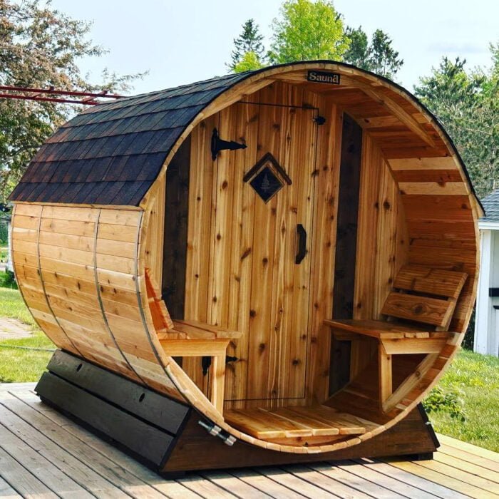 6 Person Barrel Sauna with Front Porch | Home Sauna | 6' x 10' | Cedar Sense - Image 12