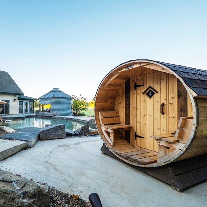 6 Person Barrel Sauna with Changing Room | Steam Sauna | 6' x 12' | Cedar Sense - Image 18