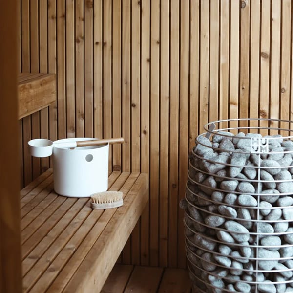 sauna bucket KOLO ladle handle lifestyle white