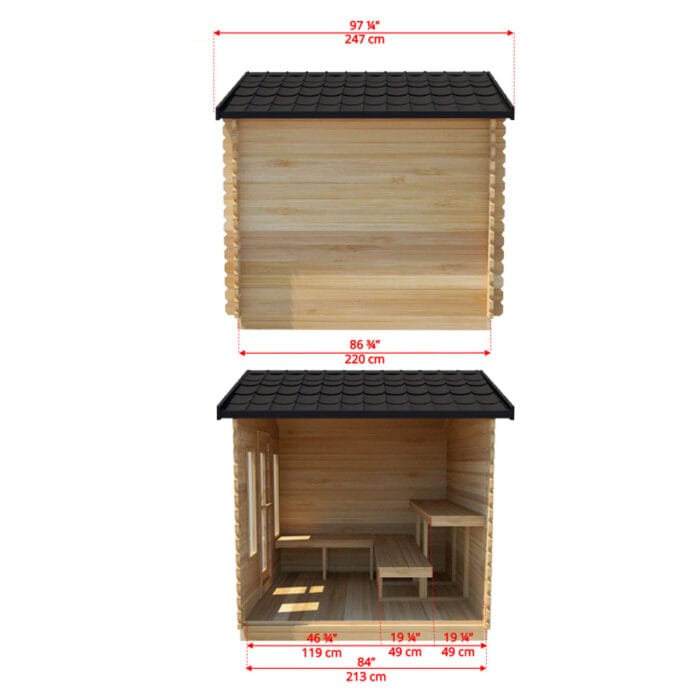 6 Person Outdoor Sauna Cabin | Georgian Collection | Canadian Timber Cedar Sauna | 390 cu. ft - Image 15