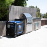Backyard sauna and plunge system running on XP16000iH inverter generator