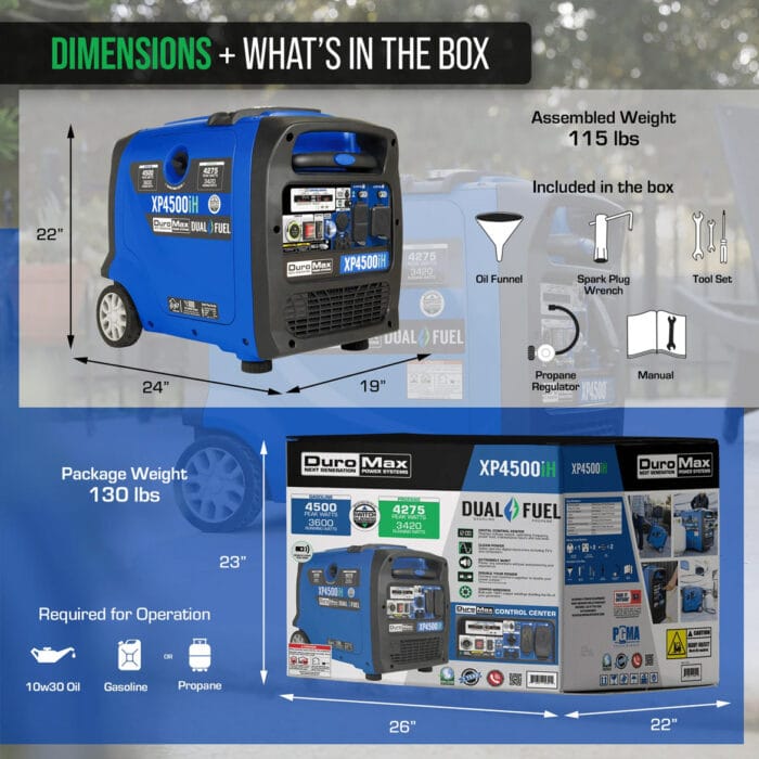 Portable generator next to a cold plunge unit for mobile wellness