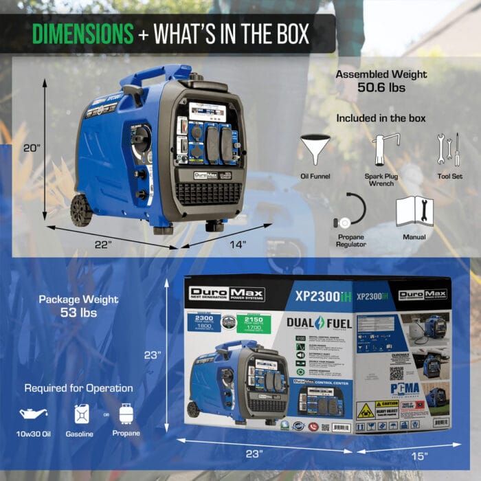 Portable generator connected to heavy-duty outdoor extension cord