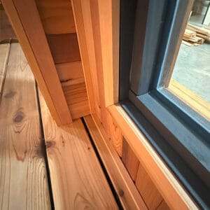 Panoramic shot of Silver Star sauna in modern home landscape