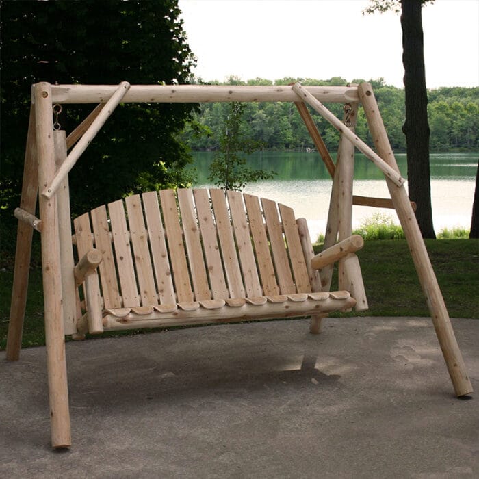 Outdoor cedar swing for lawn use
