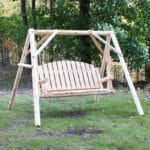 Side view of wooden garden swing