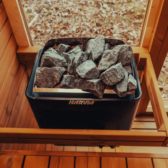 cedar cube sauna with fully insulated frame
