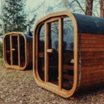 cube sauna made with eco-friendly materials