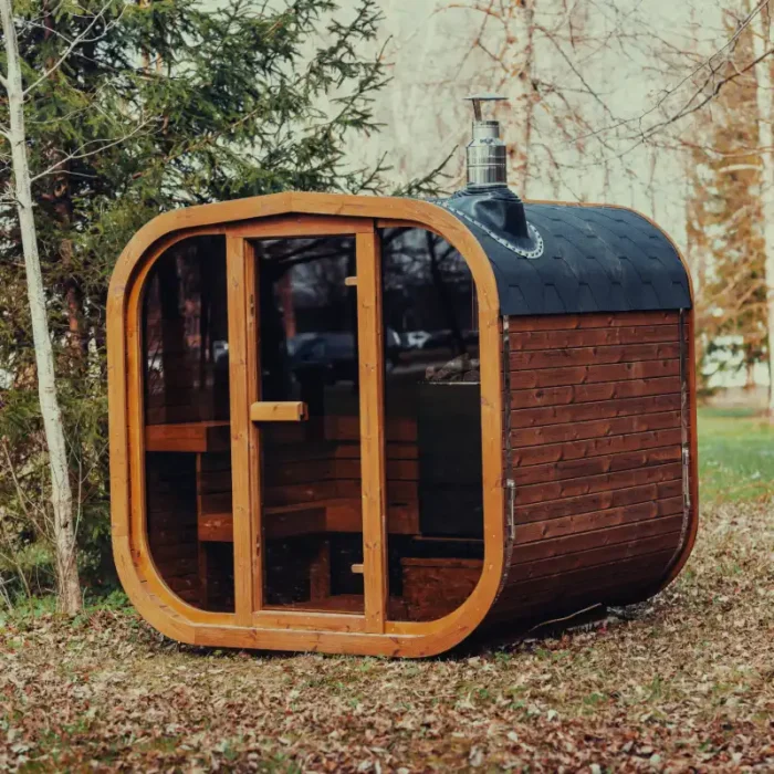 MW20 flat-pack sauna kit delivered in OSB crate