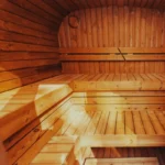 Modern outdoor sauna kit for backyard installation