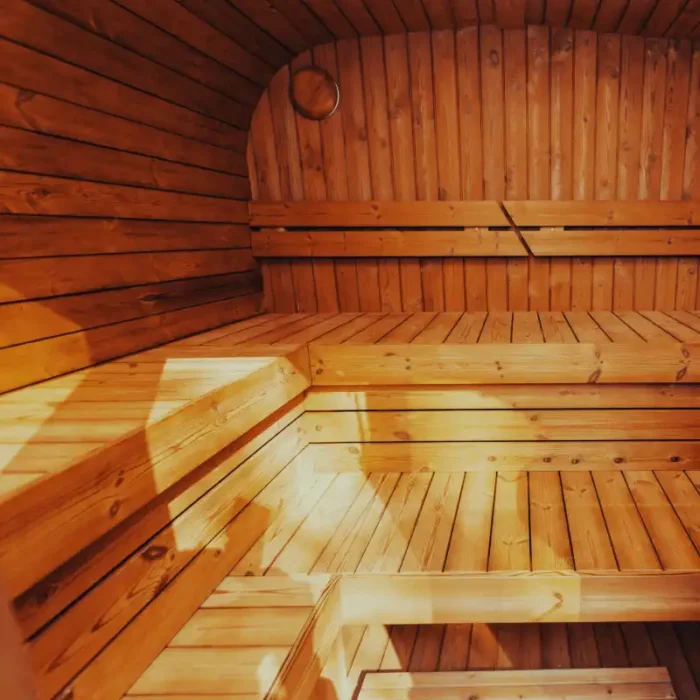 Modern outdoor sauna kit for backyard installation