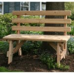 Multiple sizes of Cedar Backed Bench displayed, illustrating versatility from 4ft to 6ft lengths for customizable wood bench outdoor setups