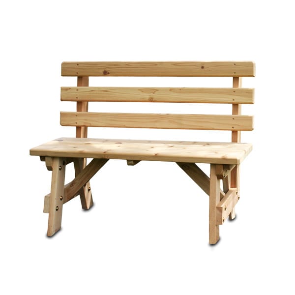 backed bench _ main pic 1 Front view of Cedar Backed Bench, a wood bench outdoor made from Western Red Cedar with contoured seating and backed design, available in 5ft size for durable yard seating