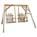 Cedar log double chair porch swing