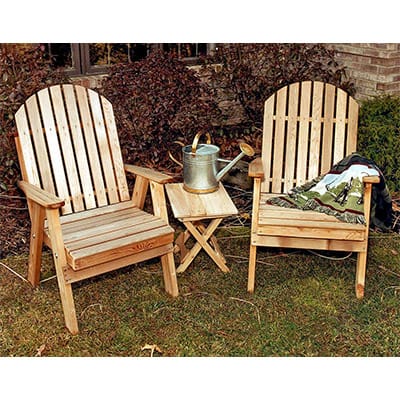 Detail shot of fanback and hardware on Red Cedar Fanback Patio Chair, highlighting zinc-encased steel and smooth profiles in durable outdoor patio chair construction.