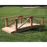 Cedar Pearl River Garden Bridge in natural setting, featuring organic Western Red Cedar sheen and robust build for long-lasting wood bridge over creeks or trails