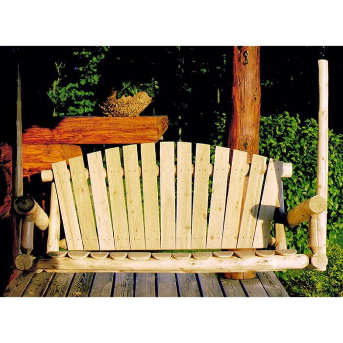 Close-up of log swing joints and finish