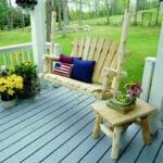 Outdoor log swing with cedar slats