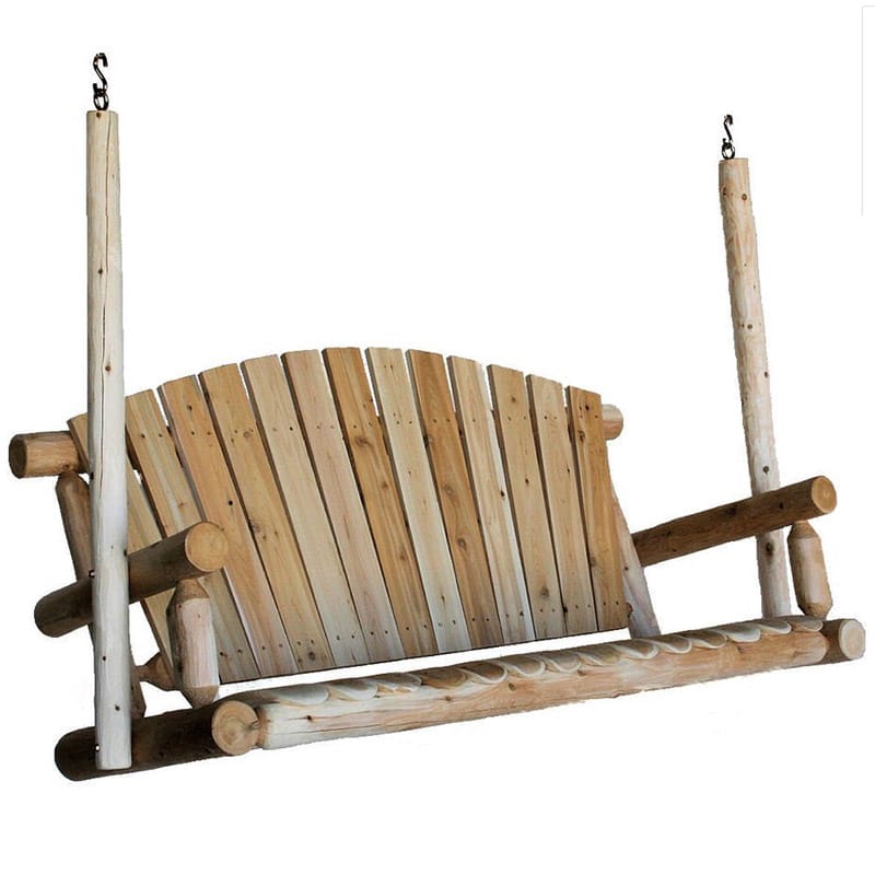 porch swing _ main pic 1 _ 5ft Front view of rustic log swing