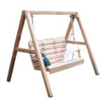 Cedar Royal Country Hearts Porch Swing with A-Frame Stand, crafted from Western Red Cedar featuring intricate heart carvings and scroll accents for outdoor relaxation.