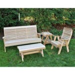 Unfinished Western Red Cedar Bench with honey-brown hue, part of our durable outdoor furniture edition.