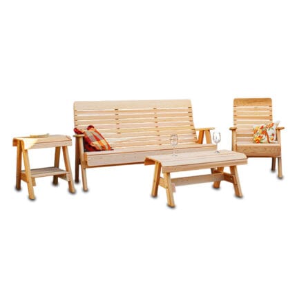 Close-up of Cedar Twin Ponds 6ft Bench, showcasing contoured high-back design and smooth Western Red Cedar grain for outdoor comfort.