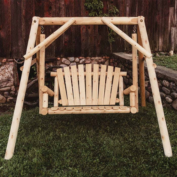 Yard swing set with rustic log design