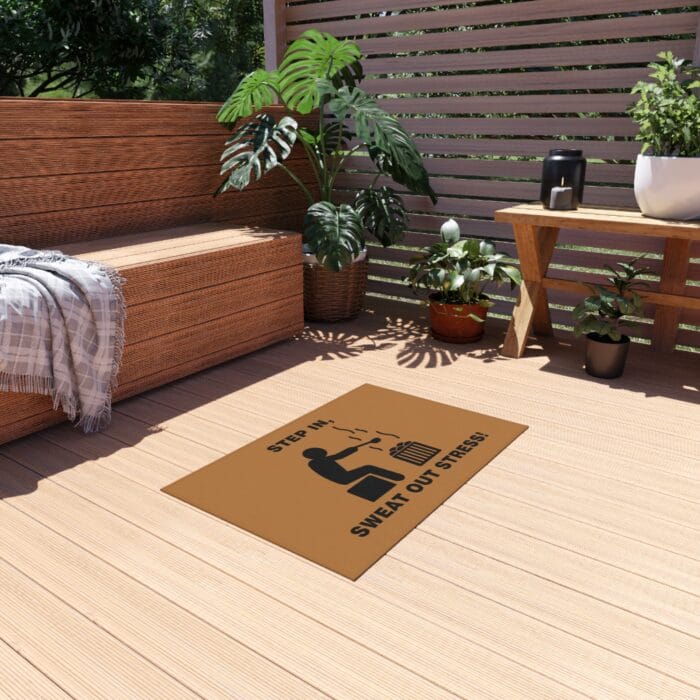 Sauna floor mat 48x72 inches in backyard with cedar sauna