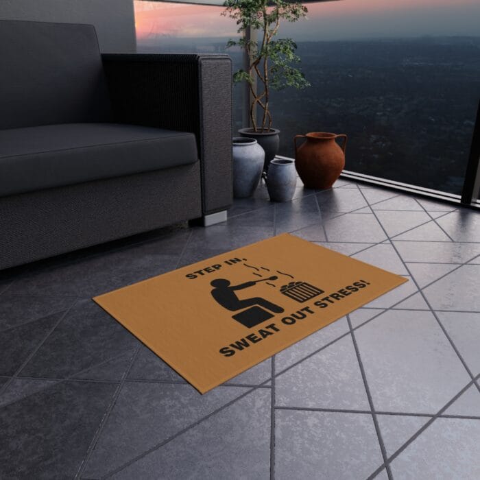 Large sauna mat 60x84 inches under outdoor seating area.