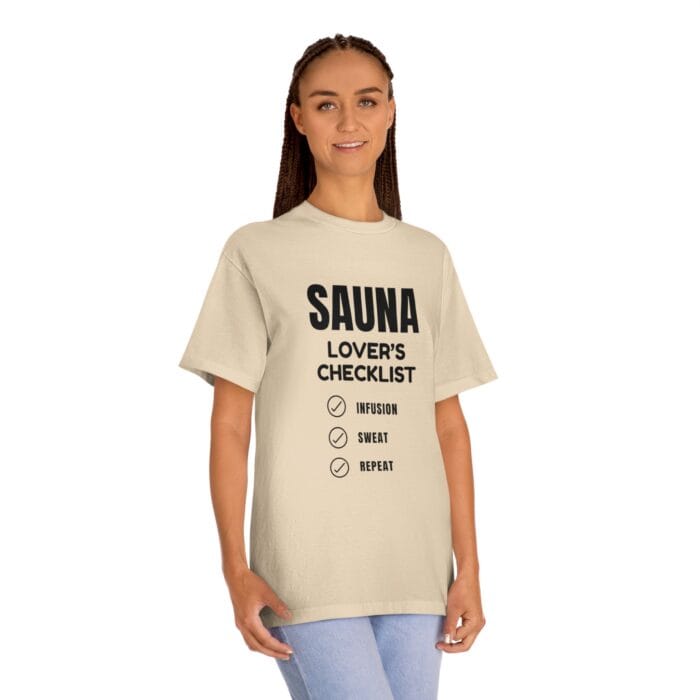 "Sauna Lover's Checklist" | American Apparel Sauna Shirt | Unisex Classic Tee - Image 7