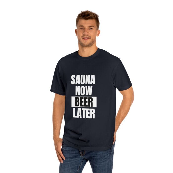 "Sauna Now, Beer Later" | American Apparel Sauna Shirt | Unisex Classic Tee - Image 12