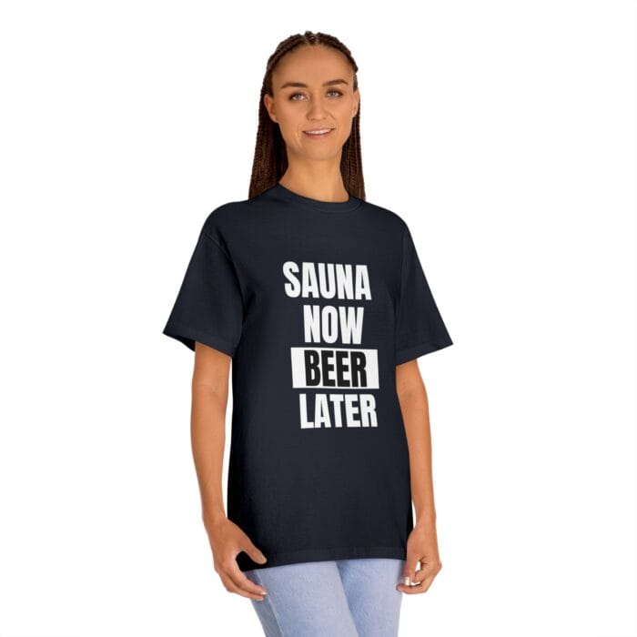 "Sauna Now, Beer Later" | American Apparel Sauna Shirt | Unisex Classic Tee - Image 11