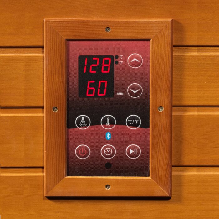 Detail of interior Bluetooth speakers and MP3 auxiliary input.