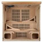 Touchscreen control panel mounted inside sauna.