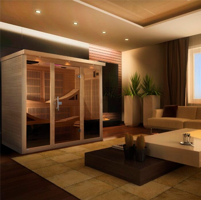Entertainment console with 15″ monitor and DVD player.