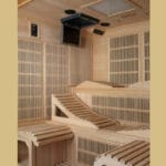 Close-up of chromotherapy lighting system inside cabin.