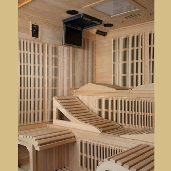 Close-up of chromotherapy lighting system inside cabin.