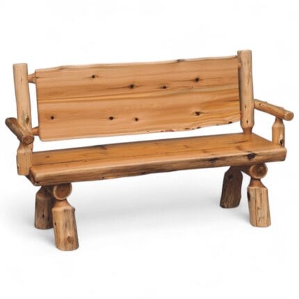Indoor wood bench with natural cedar finish