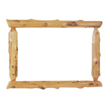 Handcrafted wood wall mirror with natural grain and knots