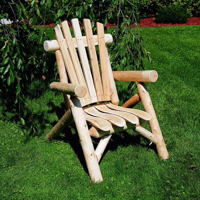 Cedar log lounge chair with armrests