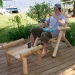 White cedar lounge chair on patio