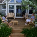 Relaxing log furniture in backyard