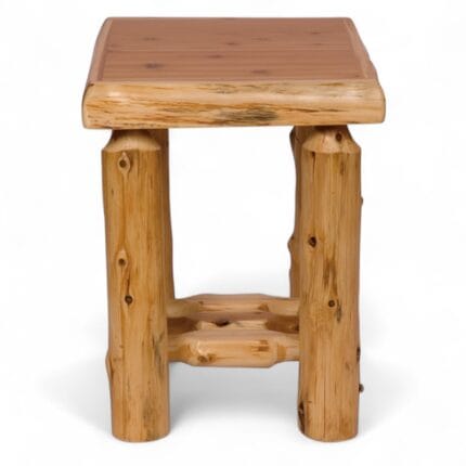 Handcrafted cedar small nightstand with open shelf