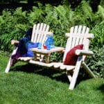 Handcrafted cedar log furniture for patio