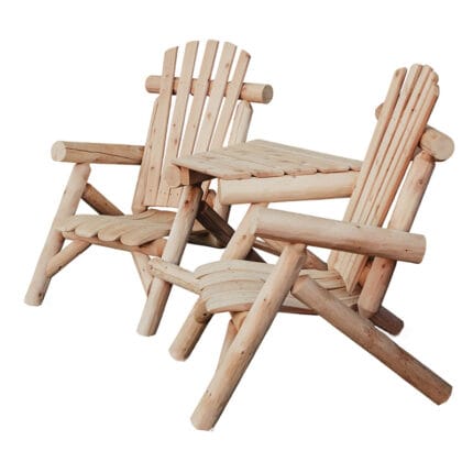 Outdoor cedar chair duo with center table