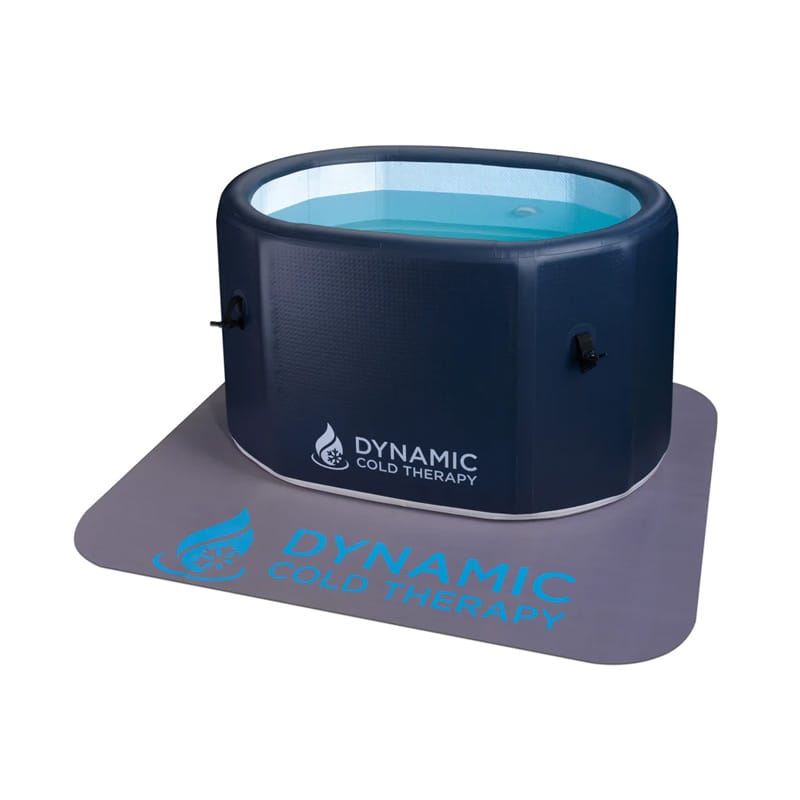 dynamic Inflatable Tub _ oval _ main pic 1 Interior view of spacious oval cold tub with safety cover nearby