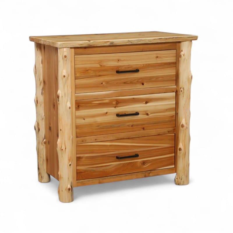 headwaters 3 drawer chest _ main pic 1-Photoroom Cedar wood 3 drawer chest with natural grain and knots